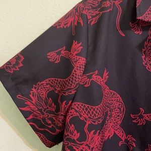 **Red Dragon Short-Sleeve Button-Up**